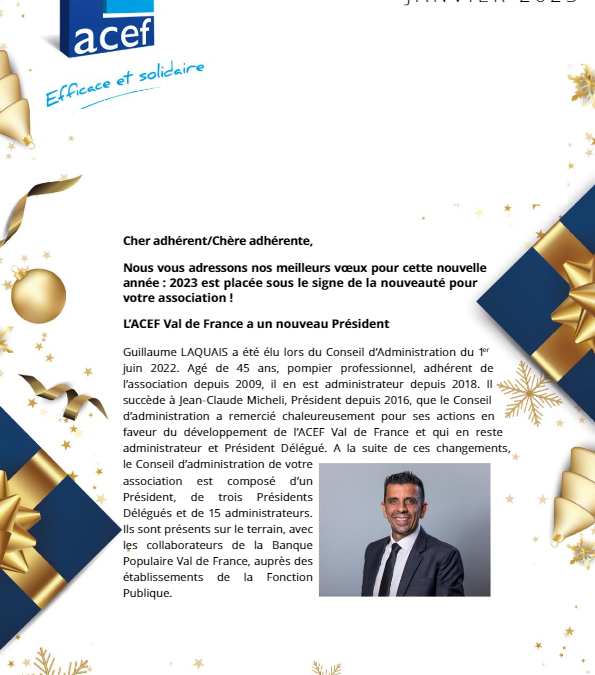 L’ACEF Val de France vous souhaite une bonne année 2023 !